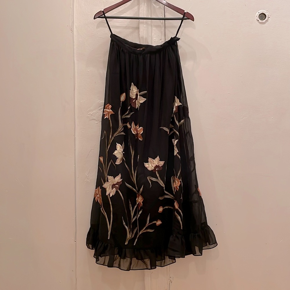 Anthropologie embroidered maxi skirt